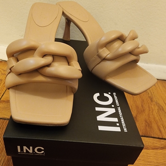 Beige Kitten Heel Slides - Picture 6 of 7